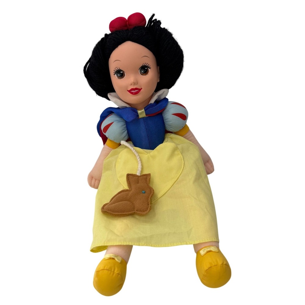 Mattel Disney Snow White Plush Doll 1993 Vinyl Face Yarn Hair Vintage 17 in Toy
